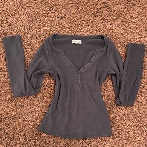 Women's Hollister Navy Blue long sleeve button top